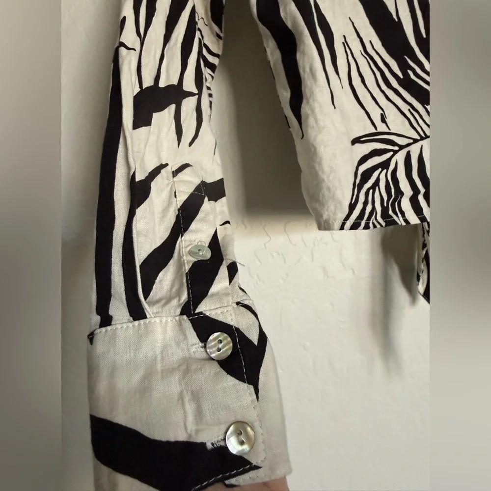 RACHEL ZOE Tie-Front Cropped Long Sleeve Linen Blend Top - Small - Picture 5 of 8